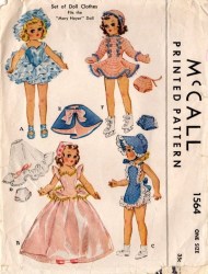 1564 MCCALLS 1950 14'' MARY HOYER DOLL SKATER, BALLET, SUNSUIT, EVENING DRESS  PATTERN